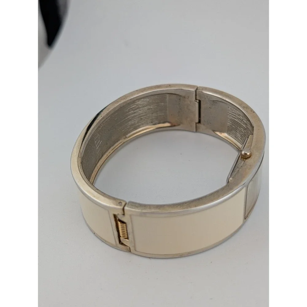 Embassy by Gruen Watch Women 20mm Case White Enamel Bangle Band- New Battery